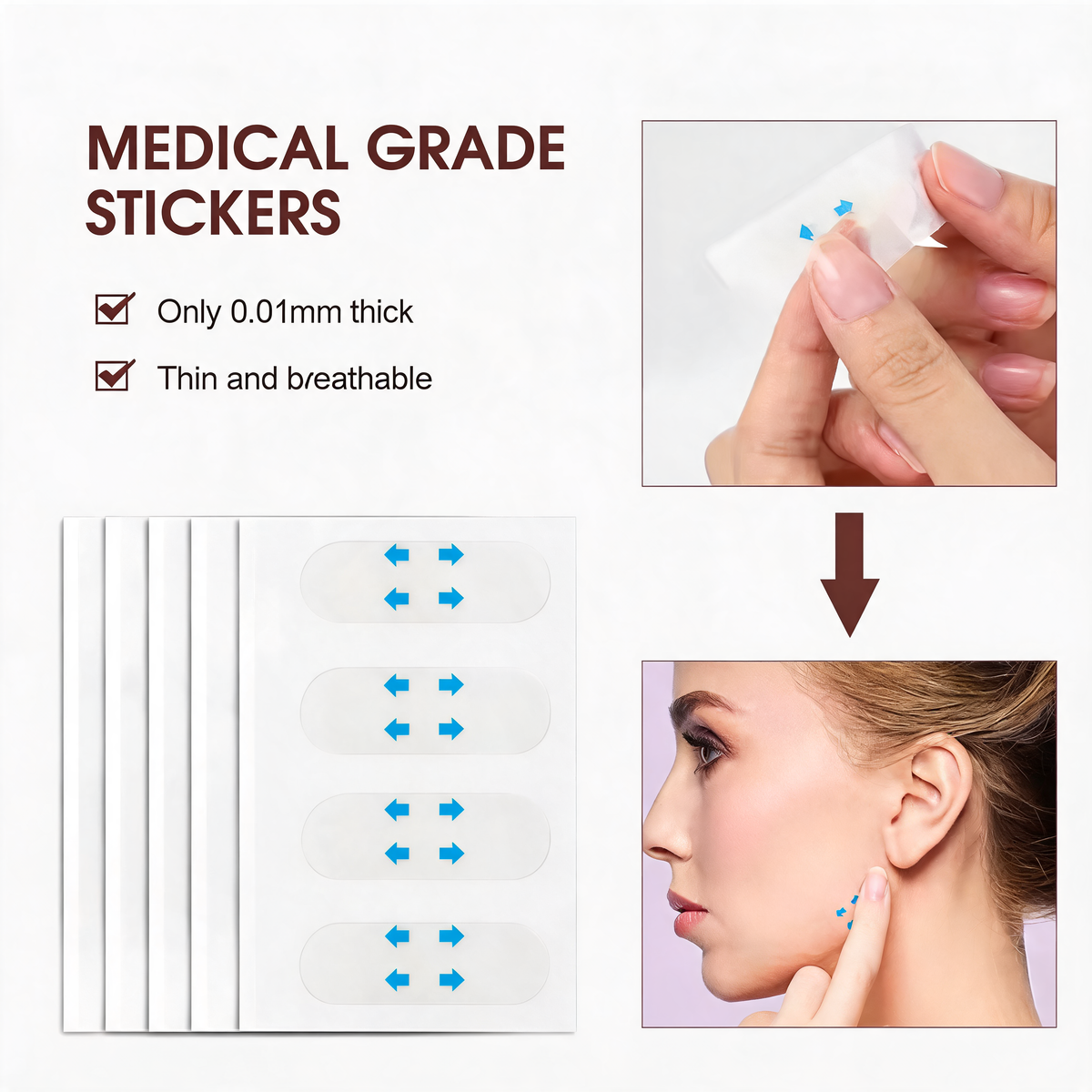V-Shape Face Wrinkle Sagging Skin Adhesive Tape Lifting Face Stickers 40/120Ct